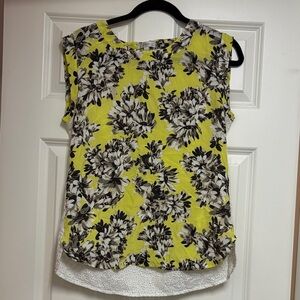 J. Crew Yellow and Black Floral Blouse